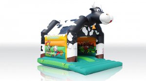 Надувной замок-батут Корова с крышей и фигурой 6 x 5 м